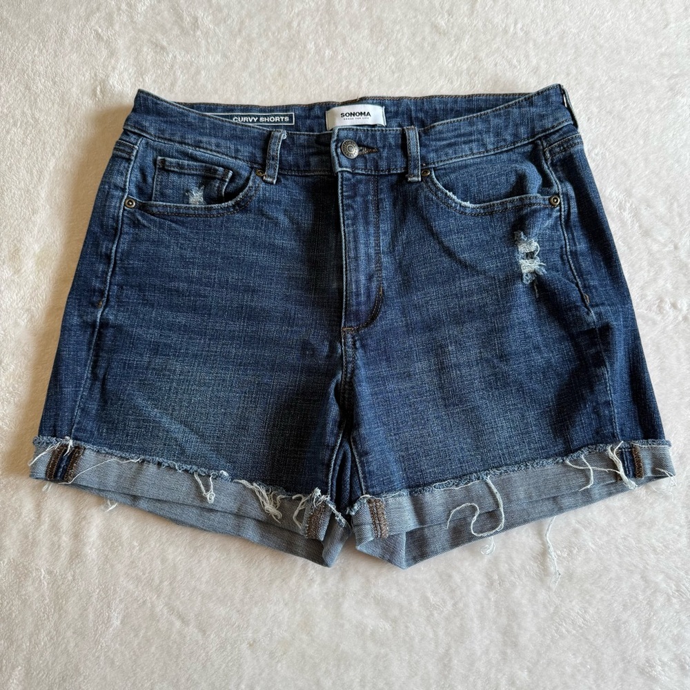Sonoma Dark Blue Rolled Hem Denim Shorts